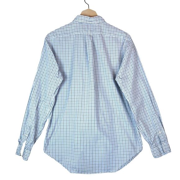 Ralph Lauren Classic Fit Shirt Size M Blue White Grid Check Long Sleeve Preppy - Picture 3 of 6